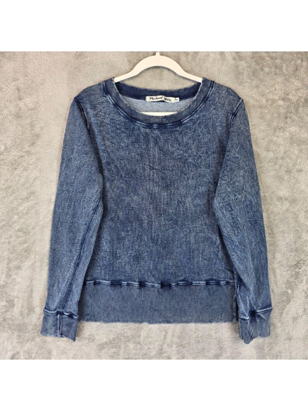 Michael Stars Sweatshirt Womens One Size Blue Mineral Wash Crewneck Pullover